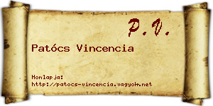 Patócs Vincencia névjegykártya