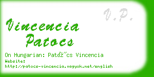 vincencia patocs business card